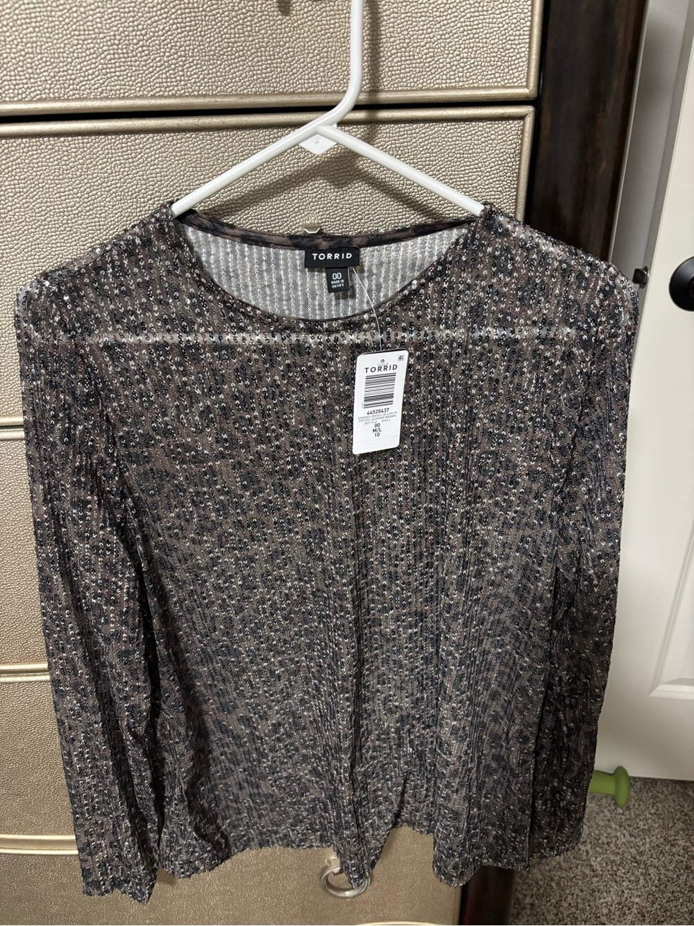 torrid Metallic Black & Silver Long Sleeve Knit Top
